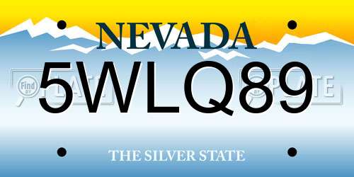 5WLQ89 Nevada License Plate