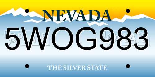 5WOG983 Nevada License Plate