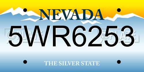 5WR6253 Nevada License Plate
