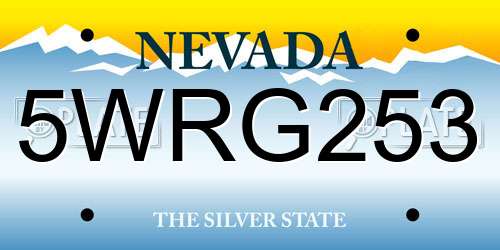 5WRG253 Nevada License Plate