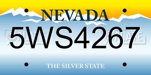 5WS4267 Nevada License Plate