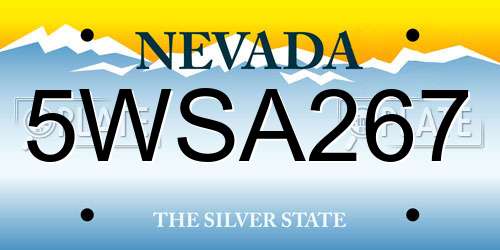 5WSA267 Nevada License Plate