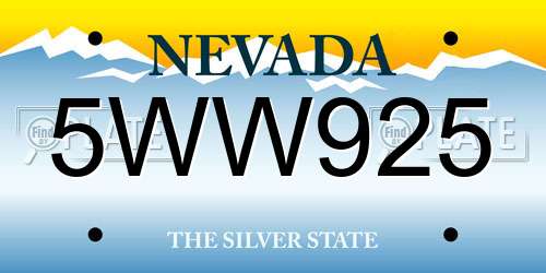 5WW925 Nevada License Plate