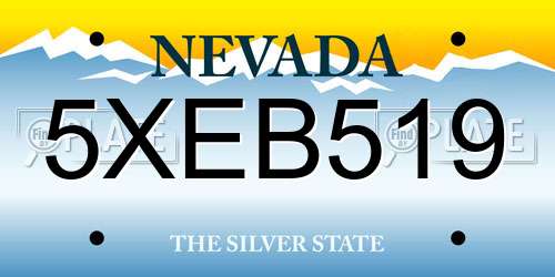 5XEB519 Nevada License Plate