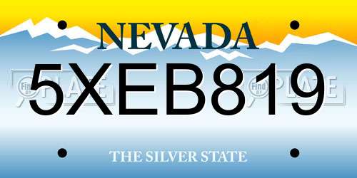 5XEB819 Nevada License Plate