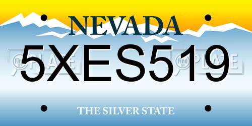 5XES519 Nevada License Plate