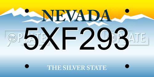 5XF293 Nevada License Plate