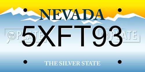 5XFT93 Nevada License Plate