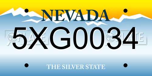 5XG0034 Nevada License Plate