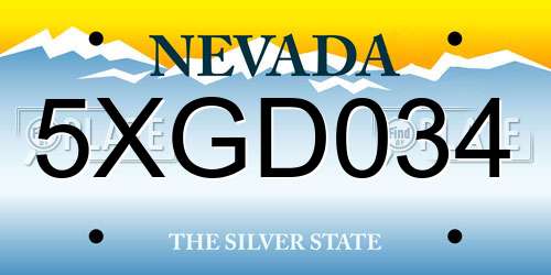 5XGD034 Nevada License Plate
