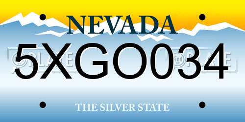 5XGO034 Nevada License Plate