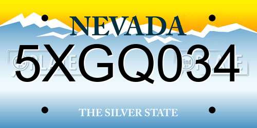 5XGQ034 Nevada License Plate