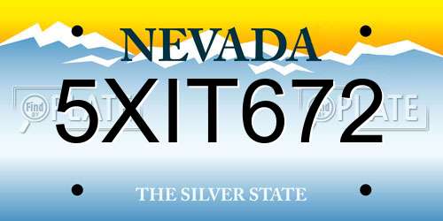 5XIT672 Nevada License Plate