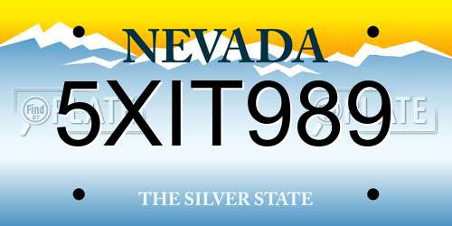 5XIT989 Nevada License Plate