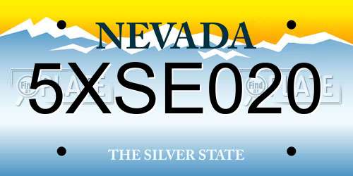 5XSE020 Nevada License Plate