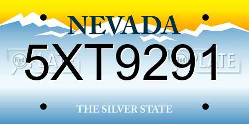 5XT9291 Nevada License Plate