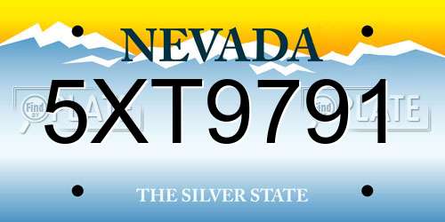 5XT9791 Nevada License Plate
