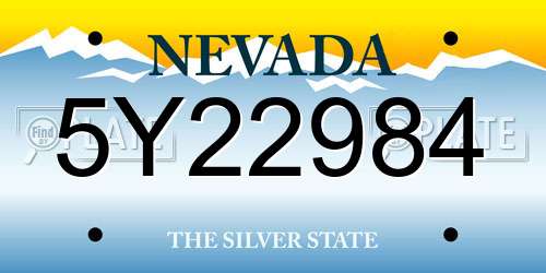 5Y22984 Nevada License Plate