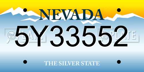 5Y33552 Nevada License Plate