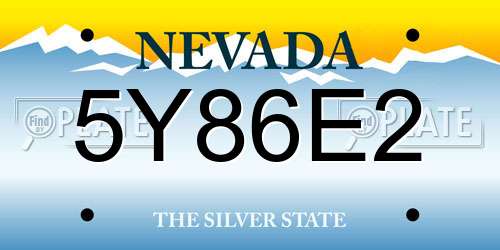 5Y86E2 Nevada License Plate
