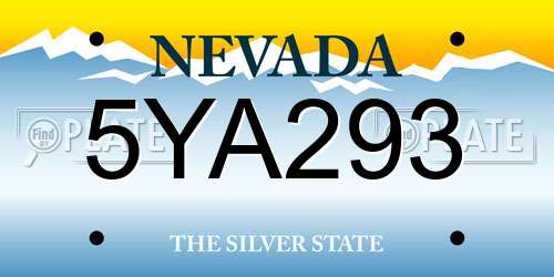 5YA293 Nevada License Plate