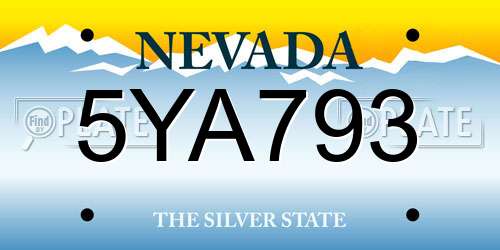 5YA793 Nevada License Plate