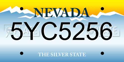 5YC5256 Nevada License Plate