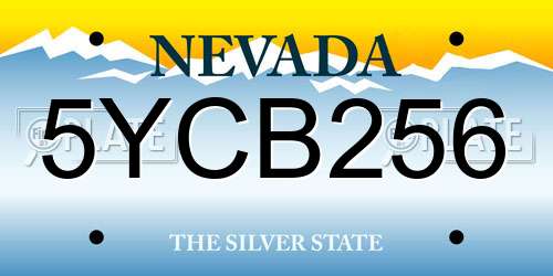 5YCB256 Nevada License Plate