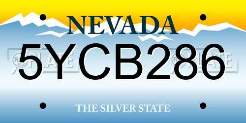 5YCB286 Nevada License Plate