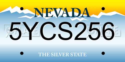 5YCS256 Nevada License Plate