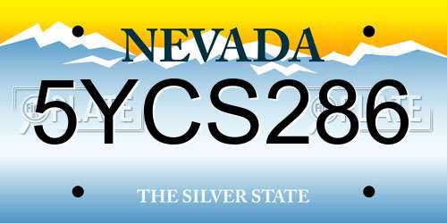 5YCS286 Nevada License Plate