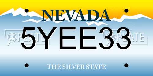 5YEE33 Nevada License Plate