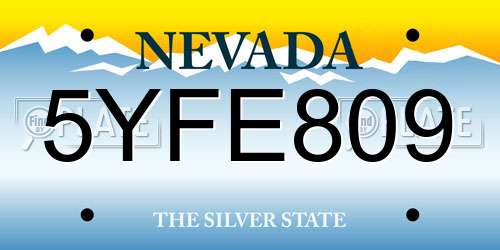 5YFE809 Nevada License Plate