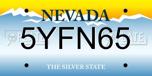 5YFN65 Nevada License Plate
