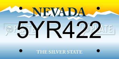 5YR422 Nevada License Plate