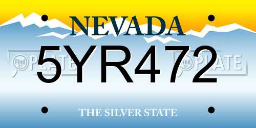 5YR472 Nevada License Plate