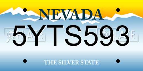 5YTS593 Nevada License Plate