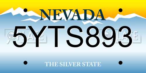 5YTS893 Nevada License Plate