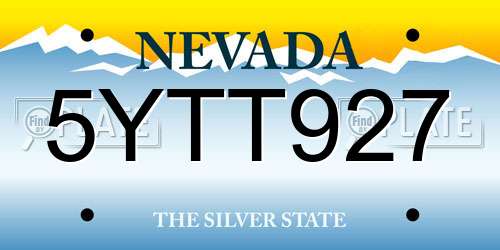 5YTT927 Nevada License Plate