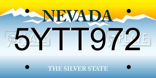 5YTT972 Nevada License Plate