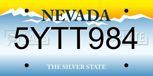 5YTT984 Nevada License Plate