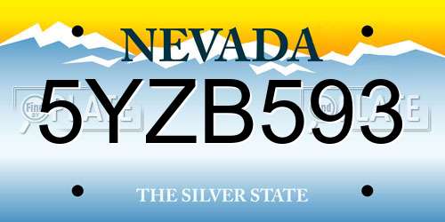 5YZB593 Nevada License Plate
