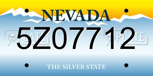 5Z07712 Nevada License Plate
