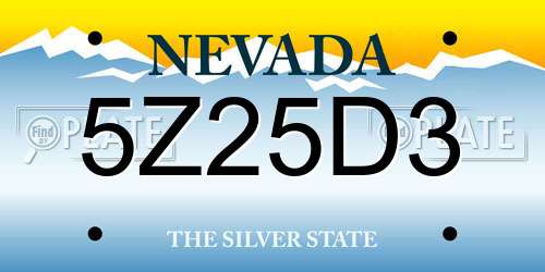 5Z25D3 Nevada License Plate