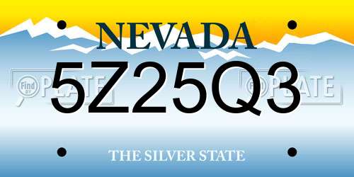 5Z25Q3 Nevada License Plate