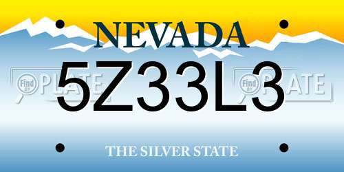 5Z33L3 Nevada License Plate