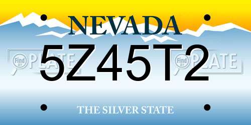 5Z45T2 Nevada License Plate