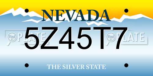 5Z45T7 Nevada License Plate
