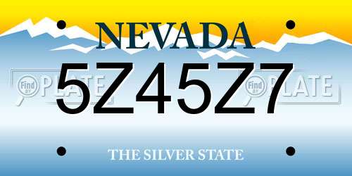5Z45Z7 Nevada License Plate