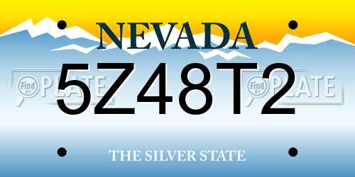 5Z48T2 Nevada License Plate